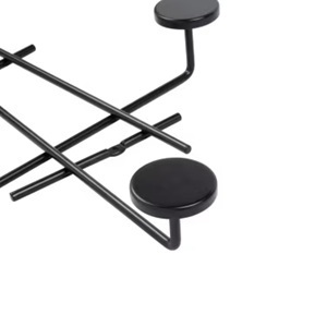 Porte-manteau mural moderne en métal non structuré avec 5 crochets, noir - Product Image 2