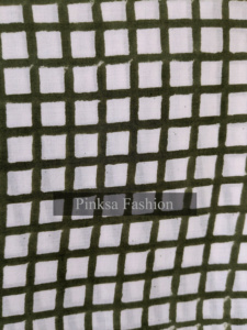 Tela de Algodón Estampada a Mano de Primera Calidad, Diseño a Cuadros Verde Oliva, 100% Algodón, Material para Vestidos por Metro - Product Image 5