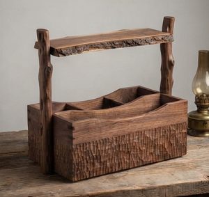 Cesta de Almacenamiento de Cocina de Madera de Una Sola Capa, Hecha a Mano, Color Arcilla, Moderna, Multifuncional, para Uso Doméstico, Venta al Por Mayor - Product Image 5