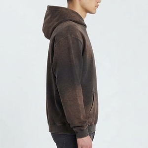 Nueva Sudadera con Capucha Oversize para Hombre, Marrón, de Algodón French Terry, Teñida, Informal, para Otoño, con Bolsillos, Antipilling - Product Image 2