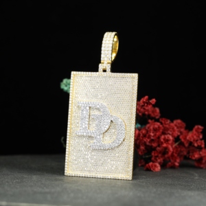 Custom Rectangle Shape Charm Pendant Iced Yellow Gold Plated Hip Hop Moissanite Necklace for Certified Personalized Jewelry <b>Gift</b> - Product Image 5