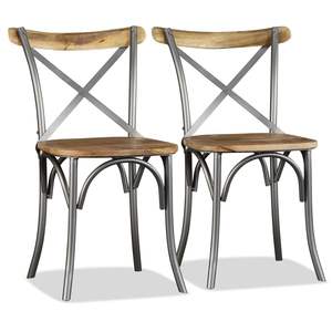 Ensemble de 4 chaises de salle à manger industrielles, design marron et argent - Product Image 2