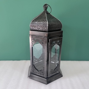 การออกแบบโดยช่างฝีมือโคมไฟทำด้วยมือการตกแต่งด้วยเหล็กและกระจกแกะสลักแบบโบราณ8.75x9.75X17สำหรับตกแต่งบ้านทุกโอกาส - Product Image 6