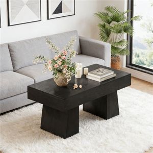 Tavolino da Caffè Rettangolare in Stile Rustico con Design Robusto, Base Spessa, Tavolo da Divano o Tavolo Centrale - Product Image 1