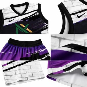 Uniforme de Baloncesto Personalizado para Hombre con Diseño de Grafiti, Jersey de Malla Sublimada, Pantalones Cortos, Ropa Deportiva de Equipo, Kit de Equipamiento para Juego, Venta OEM Profesional - Product Image 4