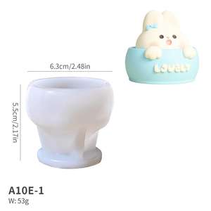 Molde de Silicona de Resina de Yeso para Aromaterapia, Decoración de Coche con Conejo de Taza de Té, Conejo de Pascua - Product Image 6
