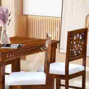 Juego de Comedor de Madera Maciza Hecho a Mano de Lujo para 4 Personas, Acabado de Madera Maciza Premium, Decoración Tradicional para el Hogar - Product Image 3