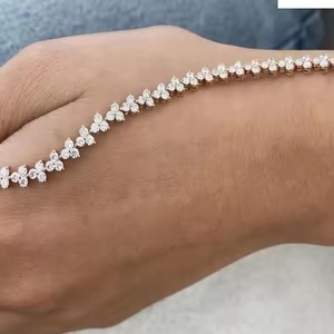 Rose Gold Plated 925 Silver Moissanite <b>Freshwater</b> <b>Pearl</b> Hiphop Style Flower Shape Women's Luxury Everyday Wear Tennis <b>Bracelet</b> - Product Image 2
