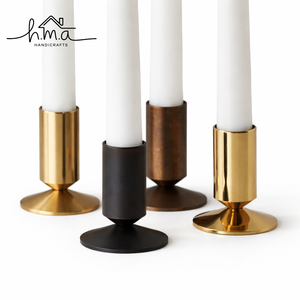 Ensemble de 2 porte-bougies minimalistes en laiton, support élégant pour bougies coniques, centre de table moderne, décoration décorative pour la maison - Product Image 3