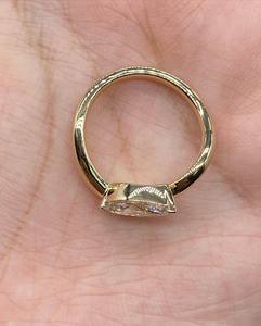 2 Carat Marquise East-West Lab Grown <b>Diamond</b> Solitaire Engagement <b>Ring</b> in Yellow Gold, IGI Certified - Product Image 4