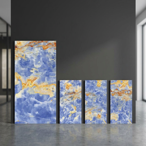 Carreaux de mur et de sol en céramique de porcelaine brillante bleu Borghini 800x1600mm avec effet marbre bleu, antidérapants pour piscine - Product Image 1