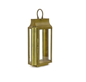 Elegant <b>Gold</b> Color Selling Metal & Glass Home Decor <b>Lantern</b> With White Finish Candle <b>Lantern</b> for Outdoor & Garden Handmade - Product Image 1