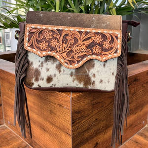 Vente en gros de nouveautés Sac à bandoulière en cuir de vachette usiné à la main pour femmes à la mode Sacs à bandoulière à franges en cuir véritable de haute qualité - Product Image 4