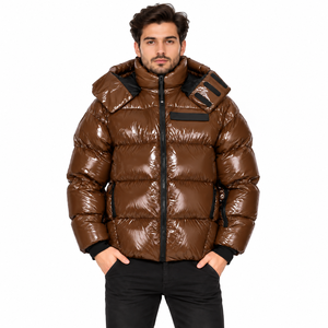 Manteau matelassé brillant pour homme avec capuche, veste d'hiver chaude pour les commandes OEM et en gros - Product Image 6