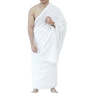 Plaine Blanc Blanc Couleur Prière Ramadan Porter Hajj Et Omra Ihrams Pour Hommes 2Pcs Respirant Prier Namaz Ehram Ihram Respirant - Product Image 1