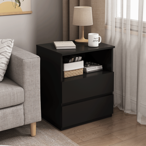 Set di 2 Comodini Moderni in Legno con Ricarica USB C Veloce, Armadietto Contenitore con 2 Cassetti, Grandi Comodini per Uso Accanto al Divano - Product Image 6