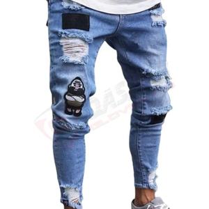 Street-Wear Mode professionnelle Hommes Femmes Jeans Slim-Fit Bottom Ripped-Stretch Denim Summer Washed Pants Trousers - Product Image 6