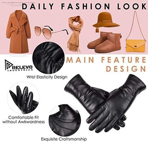 Wholesale Stylish Manufacturer Sheepskin Ladies Winter Thick Touch Screen Winter Genuine And Comfortable Leather <b>Gloves</b> - Product Image 3