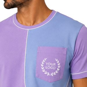 Lavender And Sky Blue Mens <b>T</b> <b>Shirt</b> Shorts Set Crew Neck Short Sleeve Pocket Top Cargo Drawstring Shorts Casual Sportswear Summer - Product Image 5