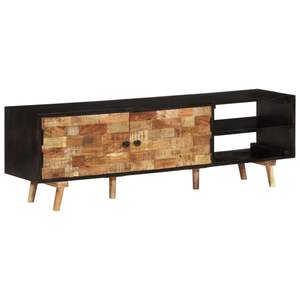 Meuble TV en bois de manguier brut naturel et noir avec bois d'acacia massif, élégant et durable - Product Image 1
