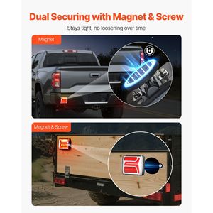 ไฟท้าย LED 12V แบบสี่เหลี่ยม 2 ชิ้น ชุดไฟเบรค ไฟเลี้ยว ไฟส่องป้ายทะเบียน แบบแม่เหล็กไร้สายสำหรับรถพ่วง - Product Image 6