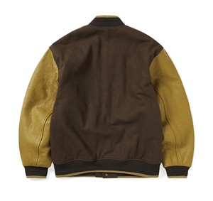 Blousons universitaires en laine pour hommes, vente en gros, streetwear, hiver, manches en cuir, vêtements de sport décontractés - Product Image 2