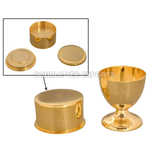 Gold Plated Mass Kit Set with Chalice & Pyx | Portable <b>Communion</b> Set – DOUBLE VEE EXPORTS - Product Image 2