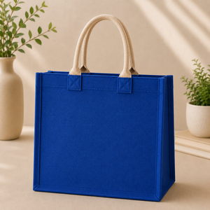 Bolsa de Viaje de Yute Azul con Asa de Cuerda, Tamaño Grande, Ecológica, Reutilizable, para Uso en el Aeropuerto - Product Image 5