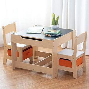 Conjunto de silla y escritorio de madera para niños, para tareas de lectura, de estudio y desarrollo educativo. - Product Image 4