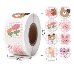 Rouleau d'autocollants adhésifs imperméables personnalisés - Autocollants durables avec logo de marque et dessins animés, 500 pièces par rouleau, 1 pouce/25 mm - Product Image 2