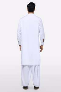 Conjunto de Kurta y Pijama de Algodón Blanco para Hombre, Corte Regular, Largo hasta la Rodilla, Estilo Tradicional Informal de India y Pakistán, Disponible al por Mayor - Product Image 2