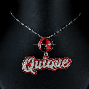 Hiphop Moissanite inicial último colgante esmalte 925 plata esterlina VVS corte redondo helado encanto Bling Moissanite colgante - Product Image 4