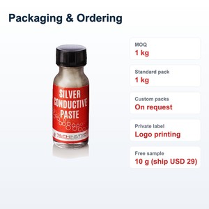 น้ำยาเงินนำไฟฟ้า 1 กก. 70-80% Ag ความต้านทานต่ำ สำหรับอุปกรณ์อิเล็กทรอนิกส์แบบพิมพ์และซ่อมแซม PCB บรรจุภัณฑ์แบบกำหนดเอง - Product Image 4