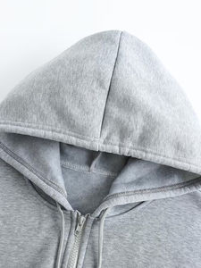 <b>Men's</b> Gray <b>White</b> Hooded Zipper Fleece Racer <b>Jacket</b> Breathable Smart Casual Winter Wear Slim Fit Regular Length Polyester Cotton - Product Image 4