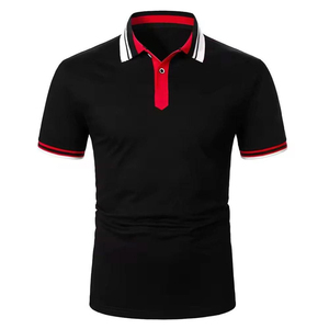 Polo à manches courtes en tricot rayé gris pour homme, style décontracté, design bicolore - Product Image 2