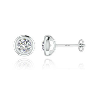 Pendientes de Oro de 14K con Baño de Rodio, Diamantes Creados en Laboratorio de Corte Brillante Color D, Engaste de Bisel EF, 3 Gramos, Ideales para Bodas, Fiestas y Regalos - Product Image 3