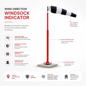 Manómetro de Viento para Exteriores con Soporte de Acero Inoxidable para Monitoreo de Dirección del Viento en Aeropuertos, Equipo Meteorológico |   Monitor de Aeródromo - Product Image 5