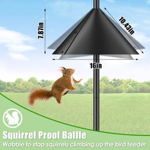Adjustable Heavy-Duty Iron Bird Feeder <b>Pole</b> Stand Multiple <b>Hooks</b> with Squirrel Proof Baffle Bird Suppliesfeeding Station - Product Image 2