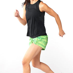 Women's Tie Dye Green Running Shorts Mid Rise Elastic Waist Knitted Spandex Polyester Quick Dry Sporty Fit With Pockets - Product Image 4