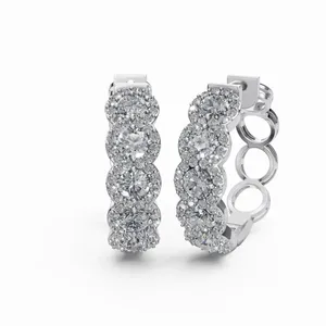 Pendientes de Aro de Oro Blanco de 18K con Corte Redondo y Claridad VVS, Cultivados en Laboratorio y Certificados por IGI, con 114 Piezas para Mujer - Diseño Moderno - Product Image 3