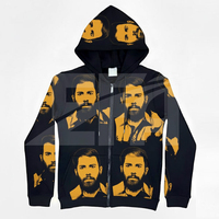 Sudadera con capucha de 410 g/m² de algodón 100% de alto gramaje, estilo oversize, con cremallera, corte holgado y regular, efecto desgastado y lavado ácido, para hombre, ideal para invierno.