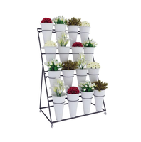 Support à fleurs en fer à plusieurs niveaux avec roulettes, étagère à plantes en forme d'échelle, étagère à plantes en métal pour intérieur et extérieur, plusieurs tailles et couleurs