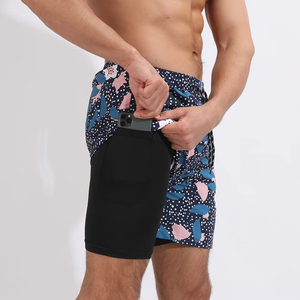 Shorts de sport décontractés pour hommes sur mesure, en toile unie, séchage rapide, respirants, 100 % coton, taille élastique, poches, doublure - Product Image 1