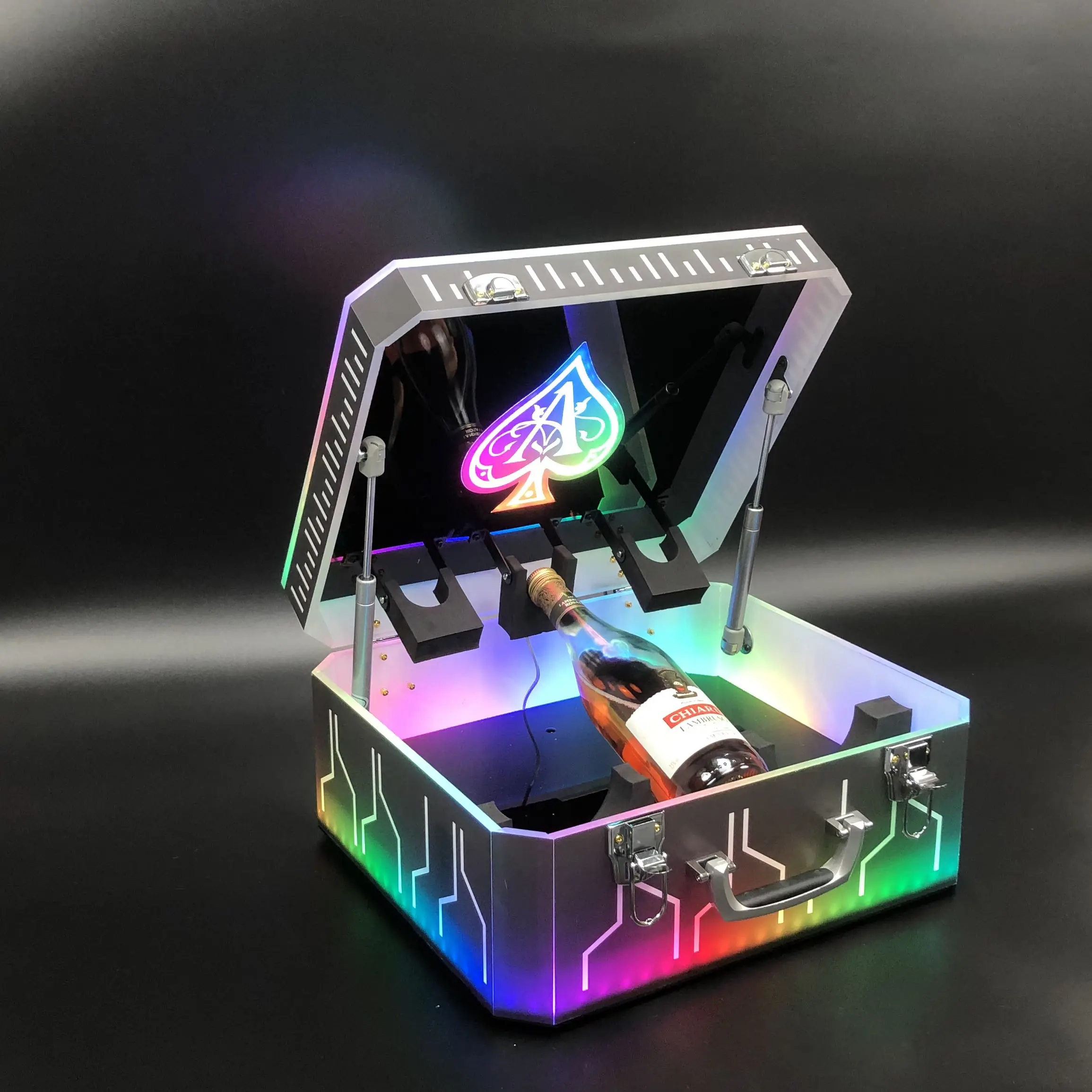 Boîte de présentation de bouteille de boîte de nuit de luxe Offre Spéciale Valise LED boîte de présentation de bouteille de haute qualité