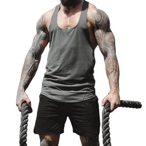 Camisetas deportivas 100% poliéster con logotipo personalizado para hombre, camiseta sin mangas de secado rápido para gimnasio - Product Image 5