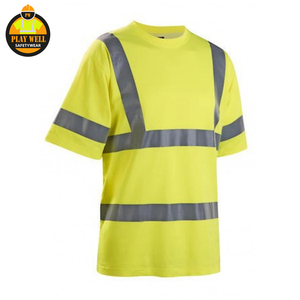 Custom High Visibility Reflective Safety t Shirt Shorts Sleeves Men Construction Hi Viz T-shirts - Product Image 1