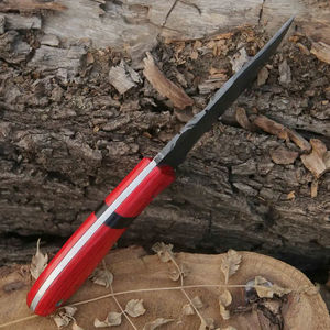 Cuchillo de caza de acero de Damasco con mango de madera roja, hoja de punta caída, hecho a mano para uso en exteriores, cuchillos de caza en venta - Product Image 5