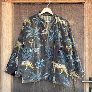 Veste kimono en velours, imprimé jungle japonais, cardigan bohème - Product Image 5