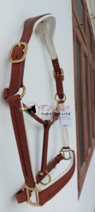 Licol de luxe en cuir blanc de qualité supérieure avec rembourrage pour le nez et les joues, personnalisable avec canal vide - Product Image 4