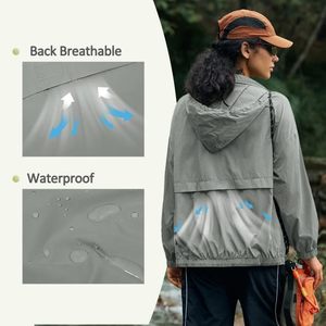 Waterproof Rain <b>Jackets</b> Lightweight <b>Zip</b> <b>Up</b> Raincoat Outdoor Hiking Hooded Windbreaker with Pocket - Product Image 2